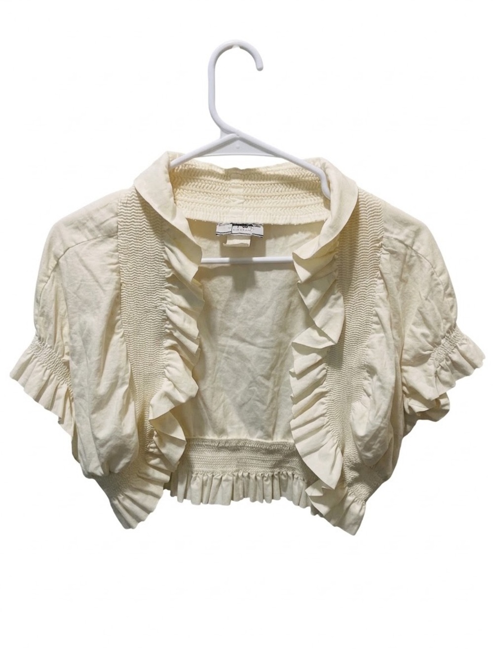 Ivory Ruffle Smocked Crop Top